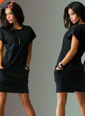 Women Poet Female Dress Summer Tshirt Dress Short Sve O