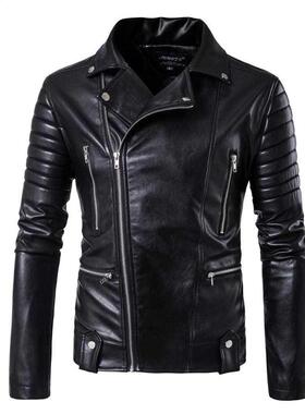 Hgh-end brand men zpper leather jacket Wolverne casual PU