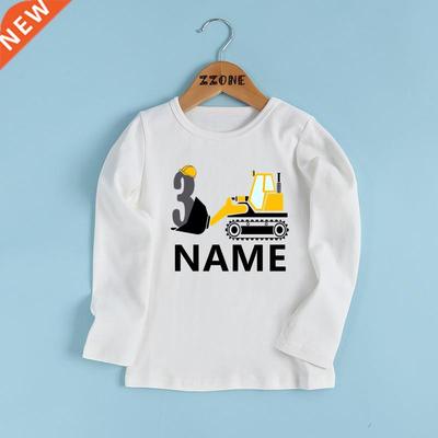 Custom Name Birthday T shirt Number 1-9 Excavator Car Cartoo