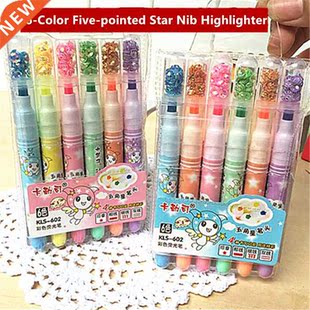 6Pcs/Set Creativity Colored Pentagram Highlighter Pen For St