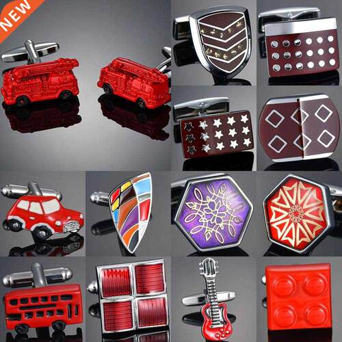 Novelty Luxury Red Fire Engine Cufflinks for Mens Quality Fi