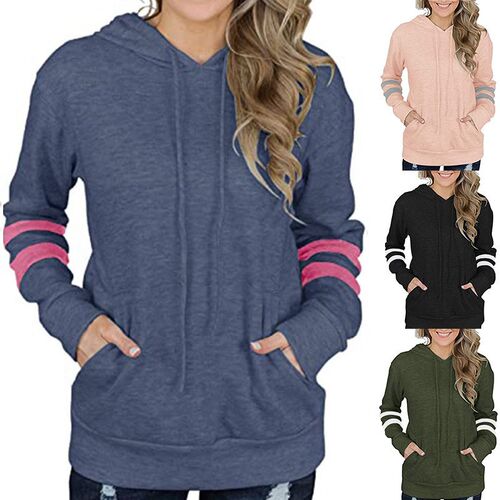 Autumn/winter 2021 Amazon women's striped hoodie with co