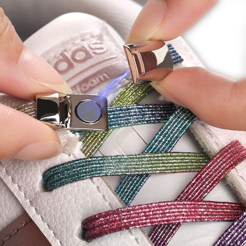 Magnetic Shoelaces Colorful Elastic No Tie Shoe laces Rainbo