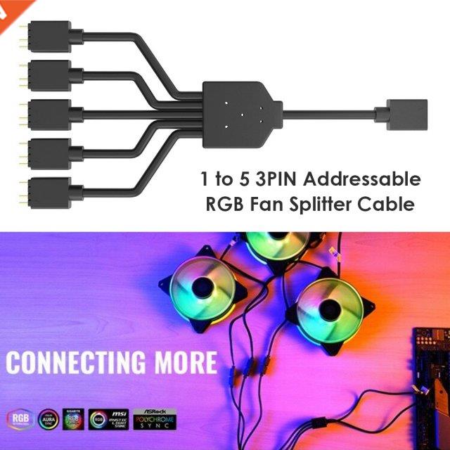 1 to 5 3PIN ARGB Fan Splitter Cable Addressable RGB Cooler C