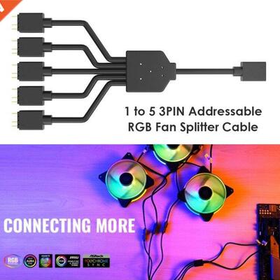 1 to 5 3PIN ARGB Fan Splitter Cable Addressable RGB Cooler C