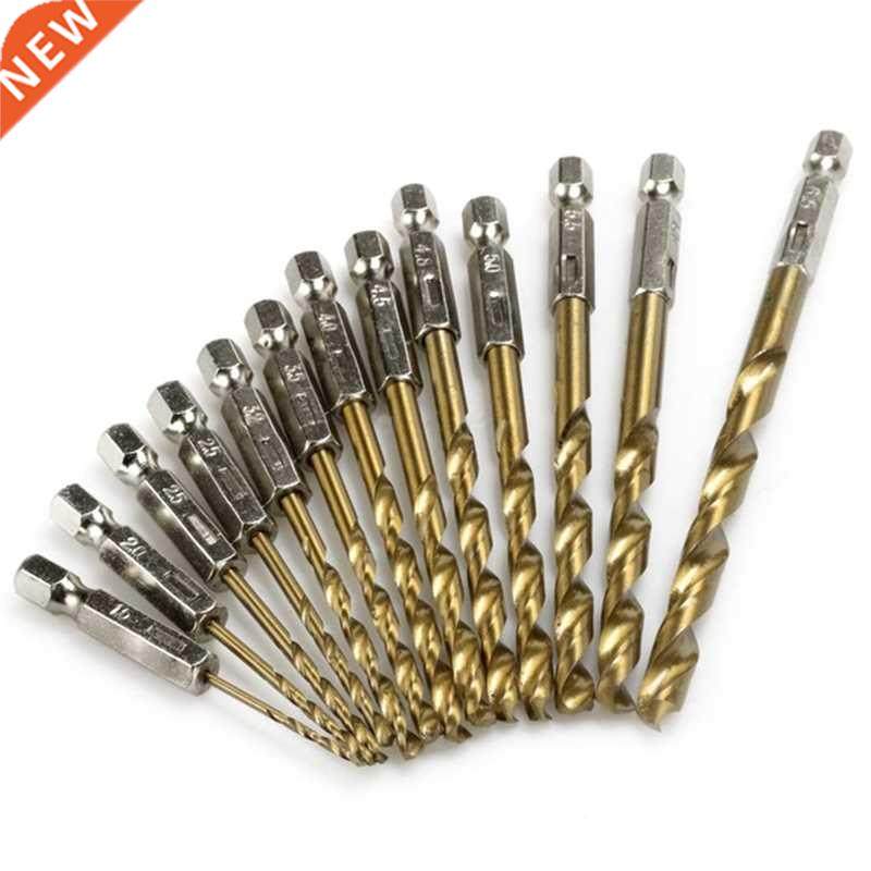 13pcs Speed Ttanum Coated Drll Bt Hex Shank 1.5-6.5mm Wo