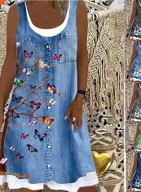 Women's A-Line Dress Fashion Floral Dot 3D Print Knee Le