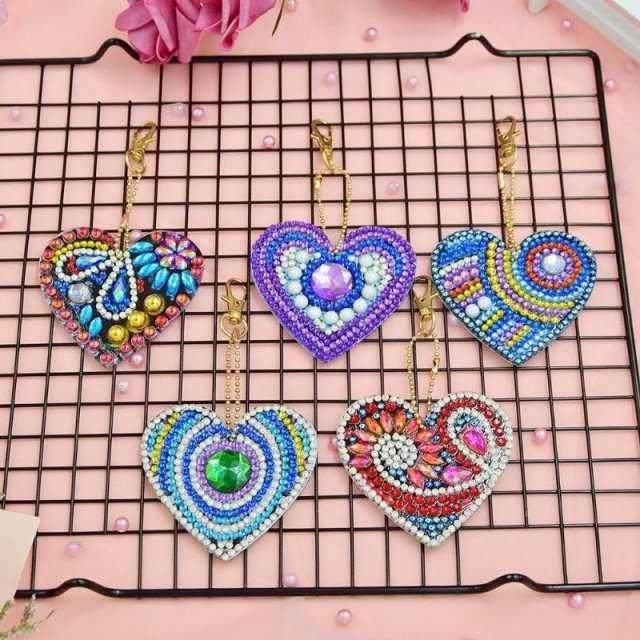 5pcs/set 5D DIY Diond Painting Keychain Pendant Full Drill