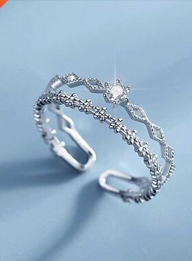 Retro Minimalist Opening Rings For Women Double Layer Moon S