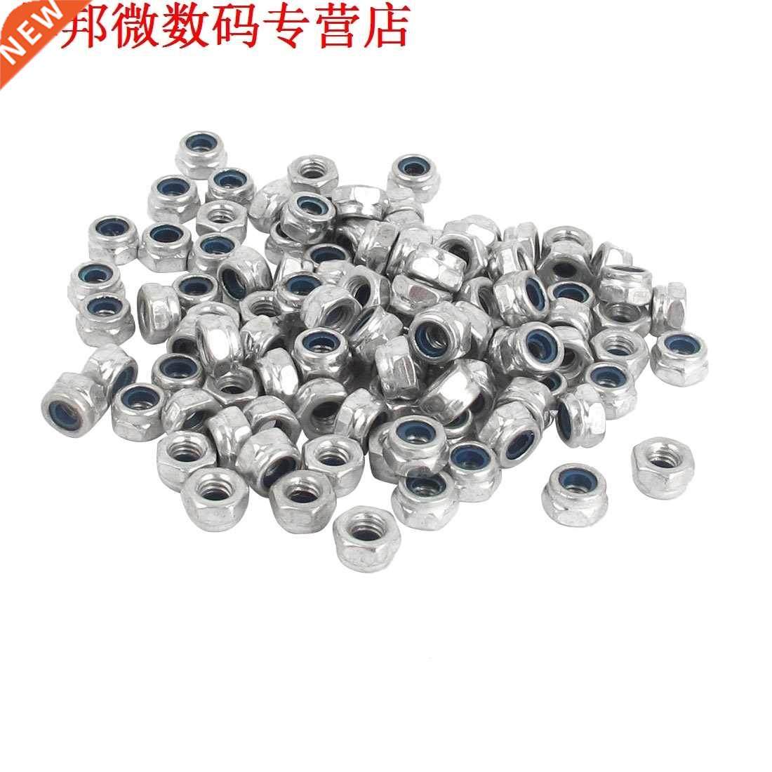 M4x0.7mm Verzinkt Nylon Insert Hex Lock Noten Zilver Tone 10