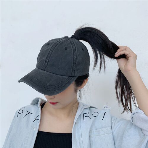 High Quality Women's Washed Cotton Ponytail Baseball Cap Wom