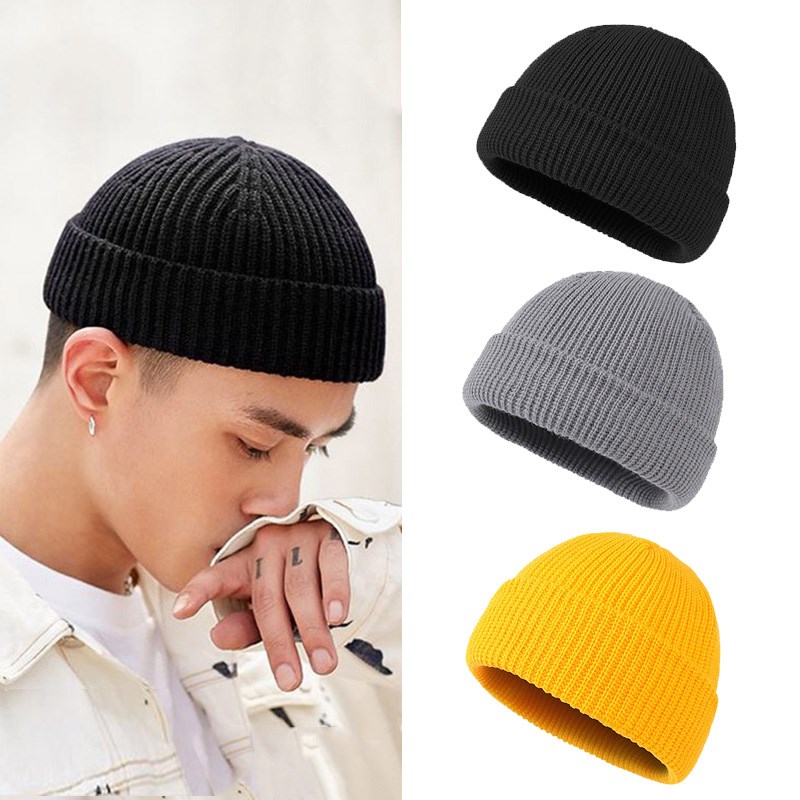 Fashion Hip Hop Beanie hat Yuppie Skullcap Knitted Solid Col