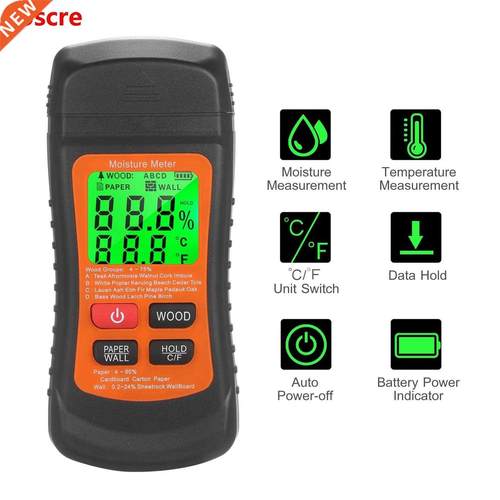 Wood Moisture Meter LCD Digital Damp Moisture Tester with Gr