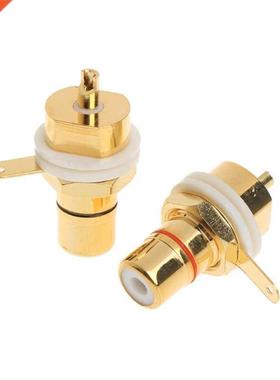 2 Pcs CMC Gold Plted Copper RC Femle Phono Jck Pnel Mou