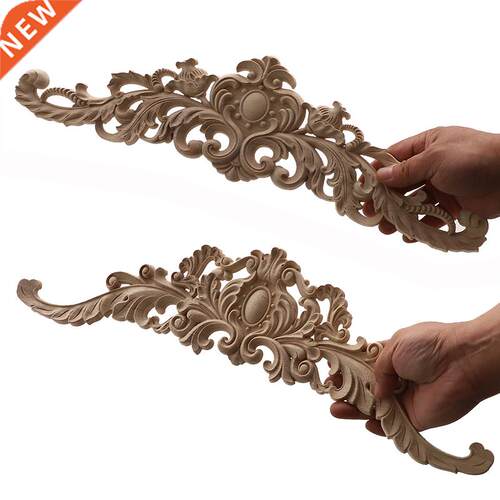 Long Rose Flower Exquisite Carving Natural Wood Appliques Fu