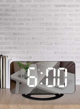Mirror Alarm Clock Adjustable Brightness LED Clock Snooze Ti