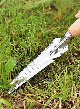 Stainless Steel Garden Weeder Wood Handle Hand Weeding Remov