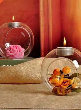 8cm Glass Ball Candle Holder Terrarium Bauble Transparent Va