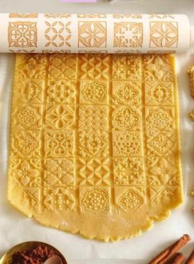 DIY Mnul Christms Embossing Rolling Pins Wooden Roller B