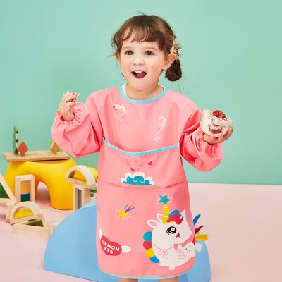 Fashion Unicorn Baby Bibs Waterproof Long Sleeve Apron Kids