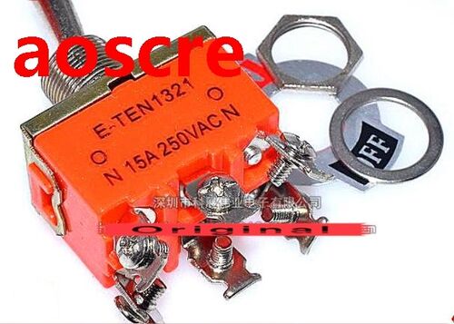 10PCS E-TEN1321 ON-ON 2 Position 6 Pins Toggle Switch 15A 25