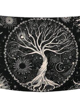 Tree Tapestry Moon And Sun Black Wall Hanging Tapestry Psych