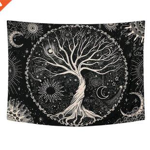 Tree Tapestry Moon And Sun Black Wall Hanging Tapestry Psych