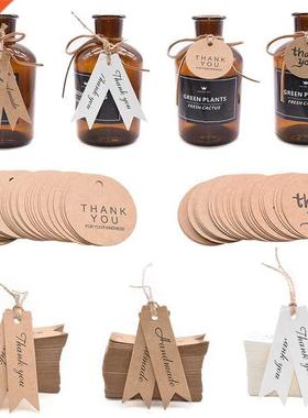 100Pcs Kraft Paper Thank You Hang Tag Handmade Gift Tag Labe