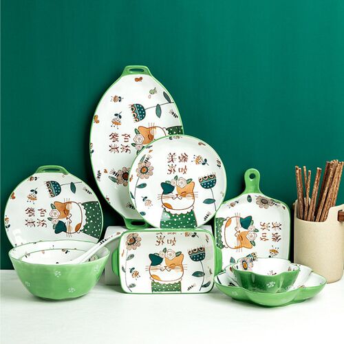 Dinner Plate Sets Japanese Tableware Bowl Dish Hand Painted