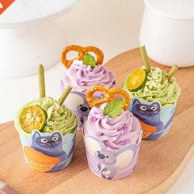 Set of 50 Cartoon Cupcake Liners Paper Muffin Cups Colorful