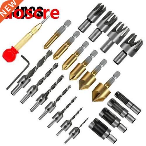 23Pcs Woodworking Chamfer Drilling Tool Countersink Drill Bi