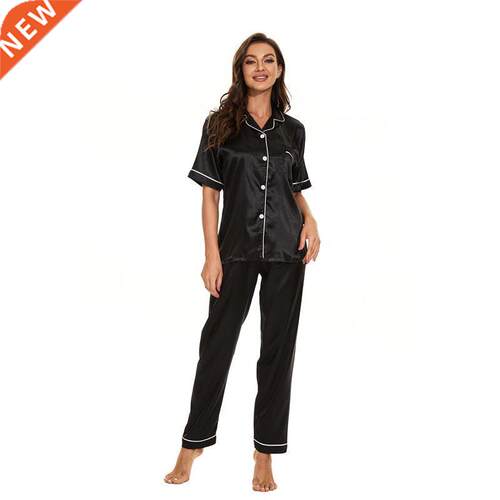 Women Satin Party Pajamas set woman 2 pieces pijamas Short S