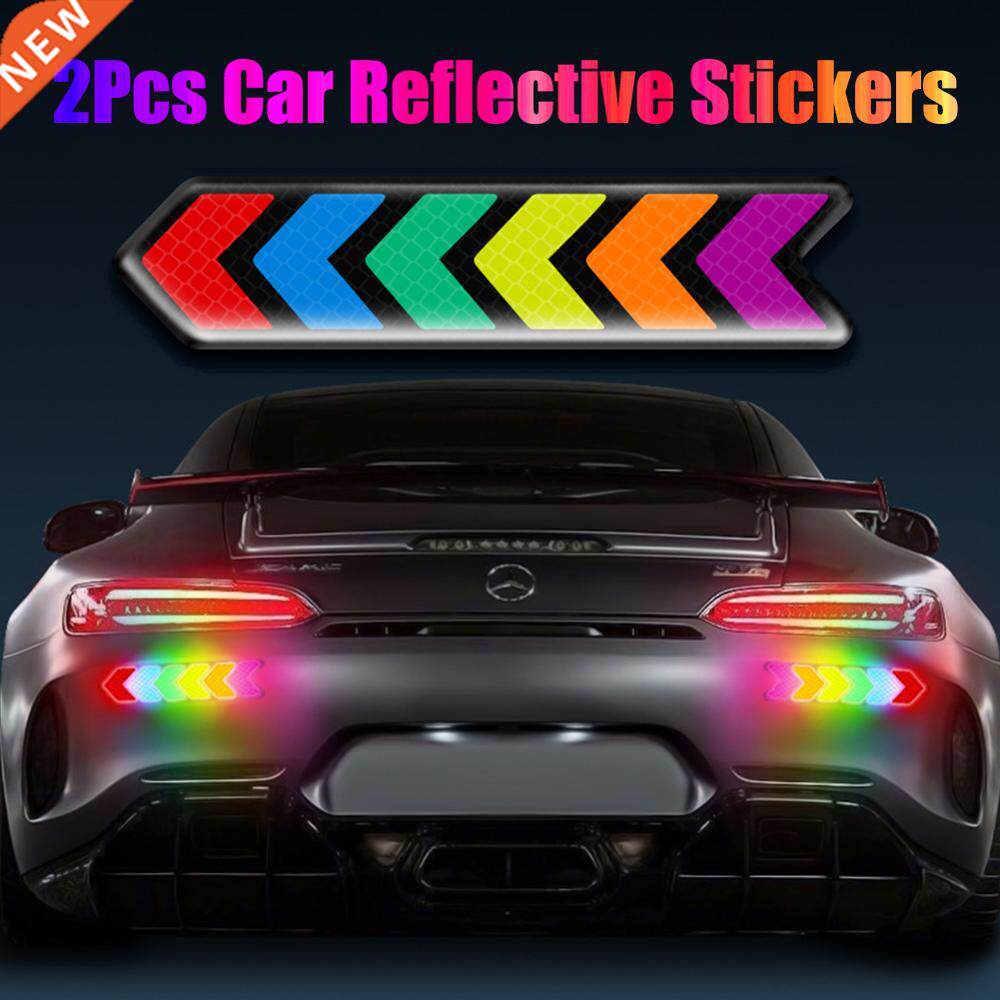 2 Pcs Fashion Car Reflective Stickers Anti-Collision Anti-Sc