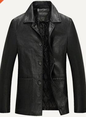 Leather Jacket Men Soft PU Leather Jacket Male Business Casu