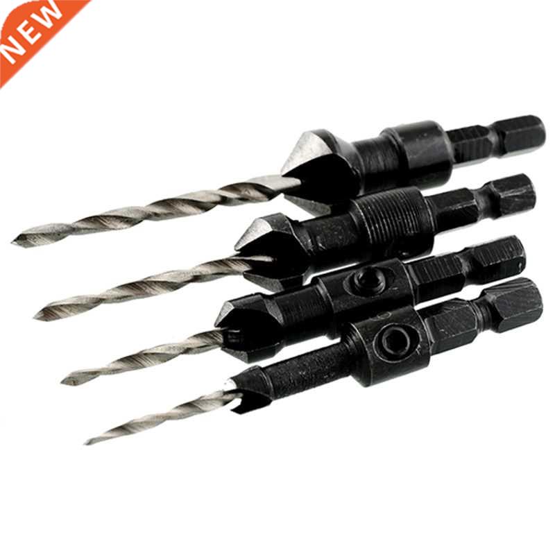 4 pcs HSS Power Groove Countersink Hex Shank Tapered Drill B
