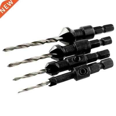 4 pcs HSS Power Groove Countersink Hex Shank Tapered Drill B