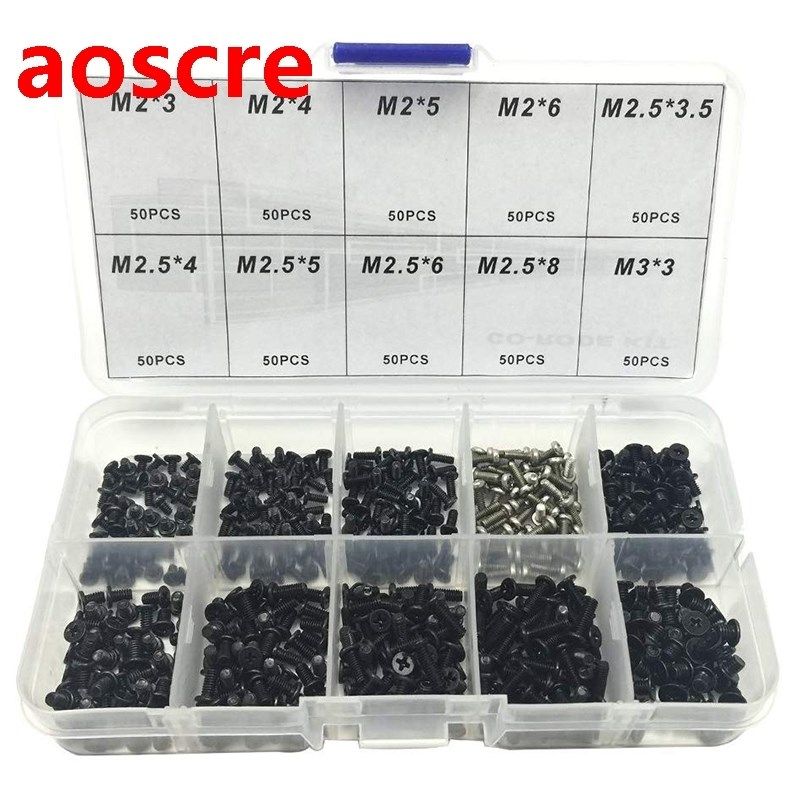 500Pcs M2 M2.5 M3 KM Screw Flat Head Phillips Screws Laptop