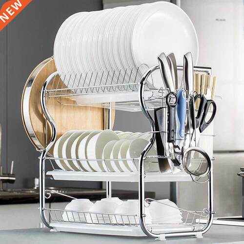 Multi-functional 3-Tier Dish Rack Kitchen Supplies Storage R