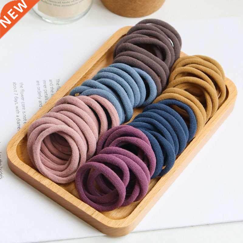 50pcs Girls Solid Color Big Rubber Band Ponytail Holder Gum