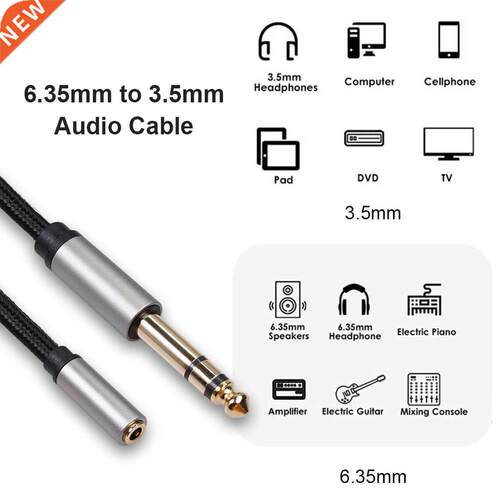 .5mm Female to 6.5mm Male Braided Cable for Amplifier Guit