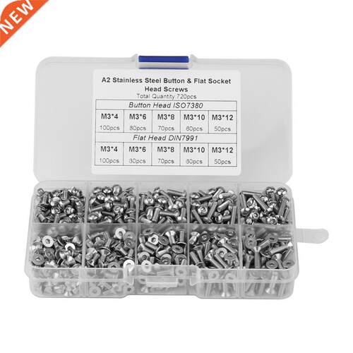 720pcs 3*4/6/8/10/12 Button &ap; Flat Head Hex Socket Bolts