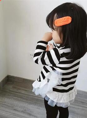 Girls Spring Cotton Striped baby long sleeve T-shirts childr