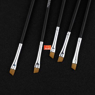 5Pcs Black Eyebrow Inclined Flat Angled Brush Makeup Tool Wo
