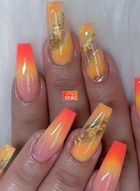 24pcs Long Coffin False Nails Wearable Ballerina Fake Nails