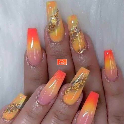 24pcs Long Coffin False Nails Wearable Ballerina Fake Nails