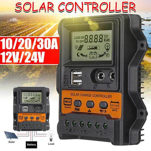 10A 20A 0A 12V 24V Auto Solar Charge Controller PWM Control
