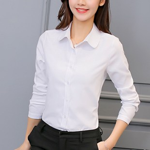 Korean Women Cotton Shirts White Shirt Women Long Sleeve Shi