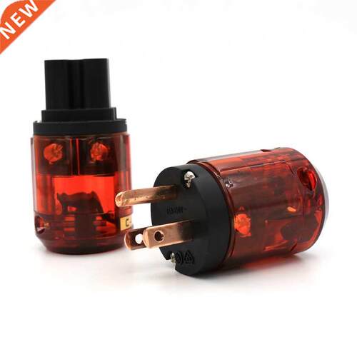 Pair P-046 Pure Red-Copper US Power Plug + C-046 IEC Connect