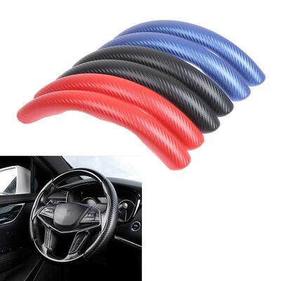 2PC 15inch Car Anti-skid Steering Wheel Cover Red Carbon Fib