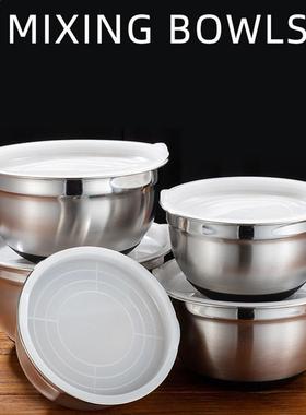 Stainless Steel Egg Mixing Bowl With Lid Basin Salad Vegeta